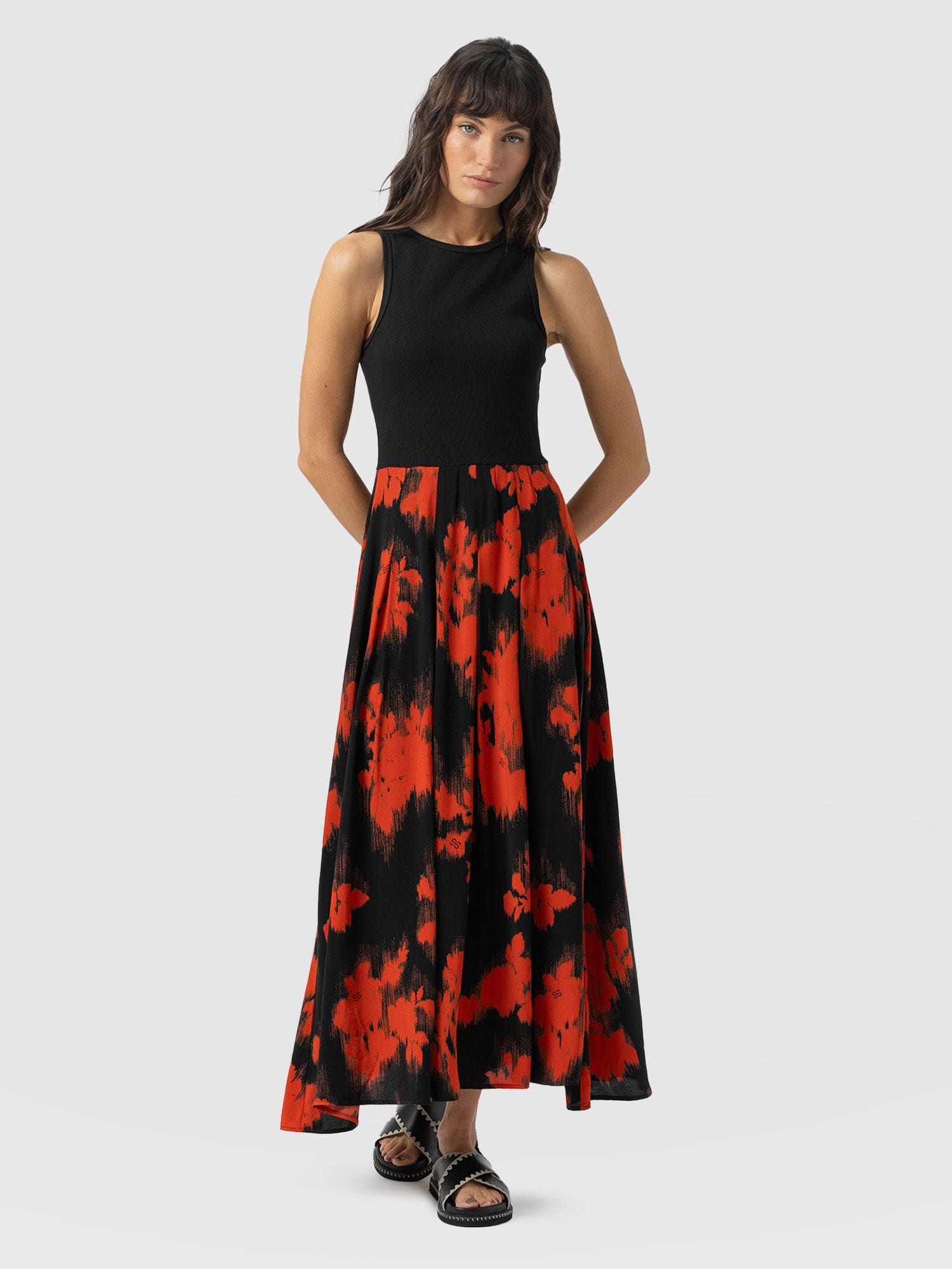 Renee Contrast Dress - Orange Fade Floral - Women's Dresses | Saint + Sofia® USA